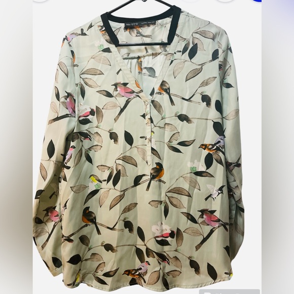 ZARA BASIC lovely bird blouse - Picture 1 of 4